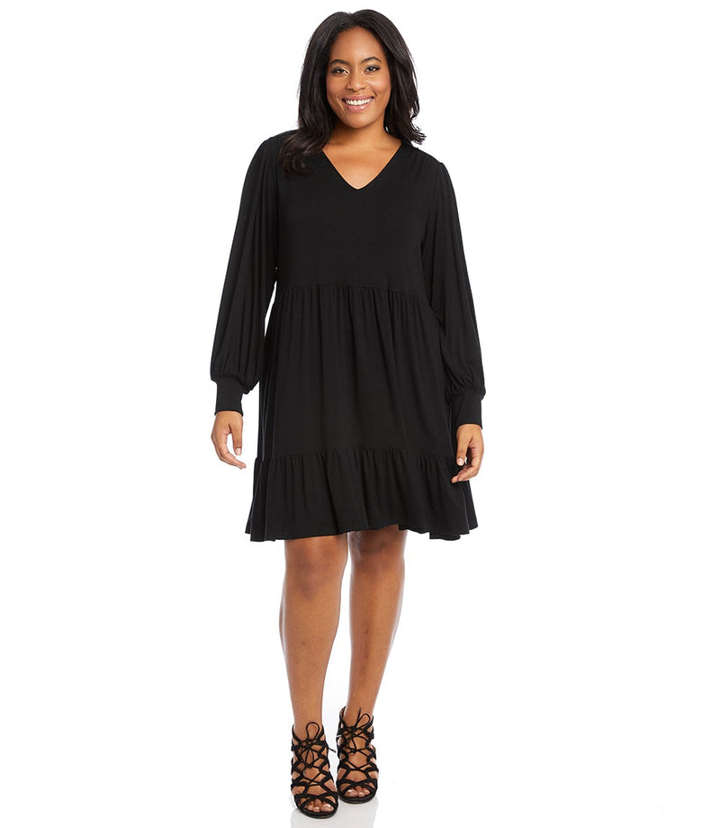 Size Long Sleeve Tiered Dress | Karen Kane